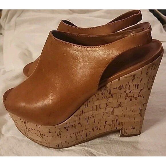 Elizabeth and James Open Toe Sling Back Cork Wrap Platform Wedge Sandals Sz 9.5B - Picture 2 of 11
